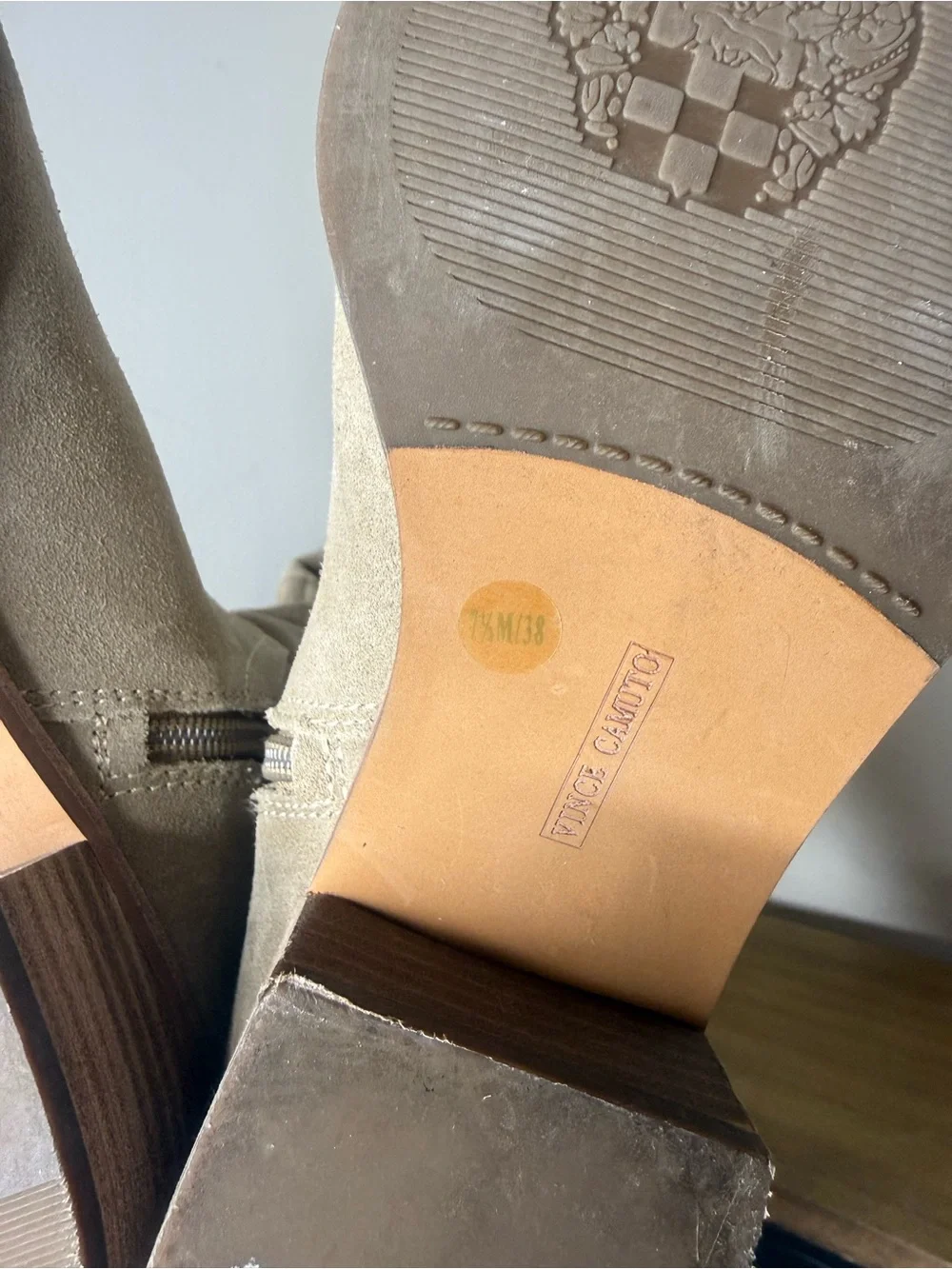 Vince Camuto Kochelda Taupe Fabric Closed Toe Knee High